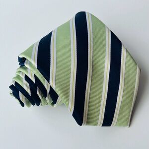 Valerio Garati Blue Green Striped Repp Tie 100% Polyester Excellent Condition